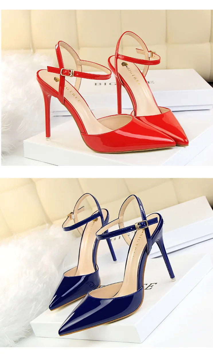 Women's Patent Leather Summer Pointed Toe High Heels