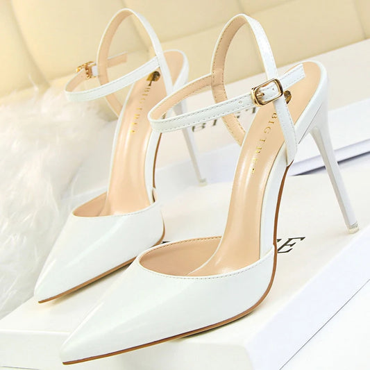 Women's Patent Leather Summer Pointed Toe High Heels