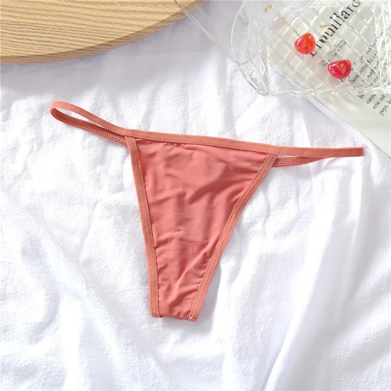 Women's Cotton Bikini Panties T-back Thong - Low Waist Women Underwear Cotton G-String Underpants Lingerie 3Pcs