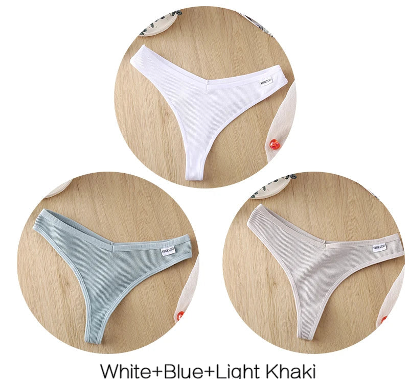 Women's Fruit Embroidery Thongs Cotton T-back Underpants G-string V Waist Underwear Bikini Lingerie