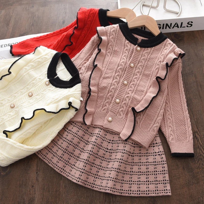 Children's Girl's Knitted Sweet Outfit Set