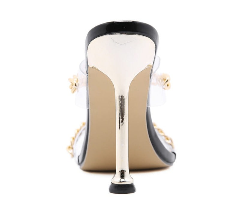 Women's PVC Transparent Square Toe High Heels