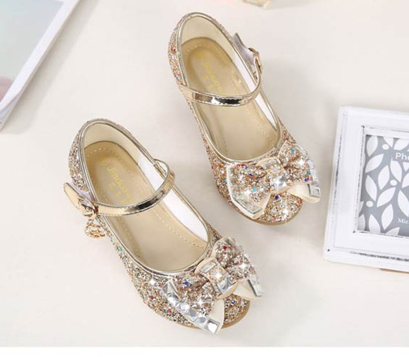 Girls Flower Glitter Butterfly Knot Shoes