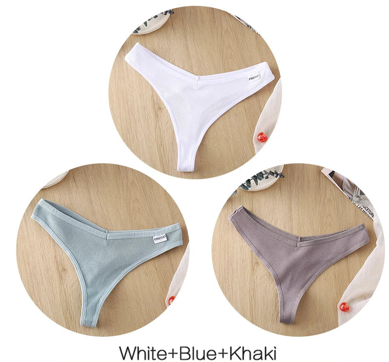 Women's Fruit Embroidery Thongs Cotton T-back Underpants G-string V Waist Underwear Bikini Lingerie