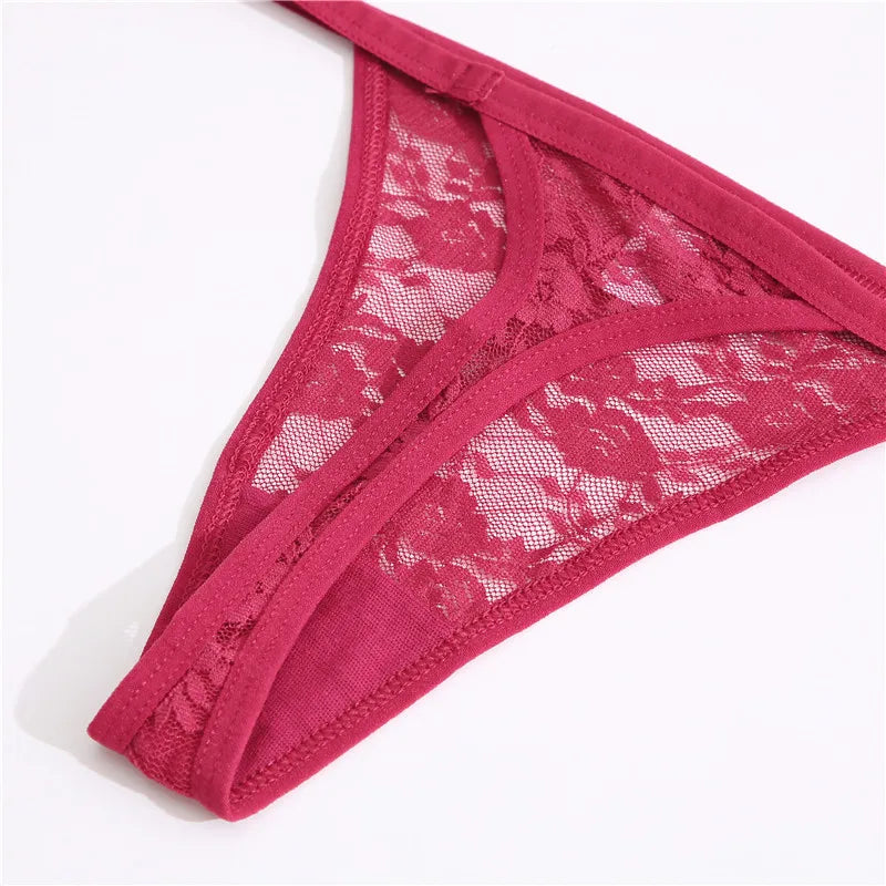 Women's Lace Thongs Low Waist T-Back Underwear Lace G-string Underpants Lingerie