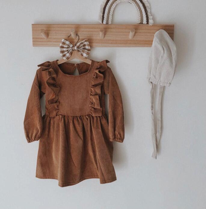 Girl's Long Sleeve Cotton Ruffles Dress
