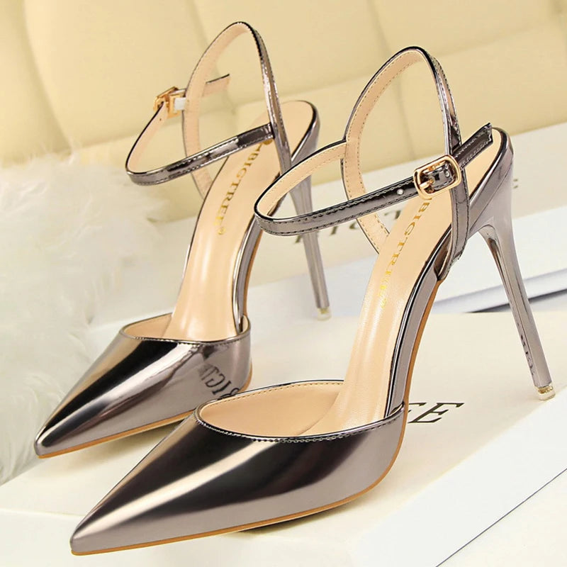 Women's Patent Leather Summer Pointed Toe High Heels