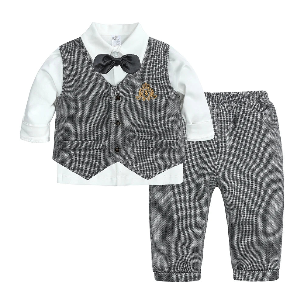Boy's Children's 3PCS Suit Bow Tie, Shirt Vest and Trousers