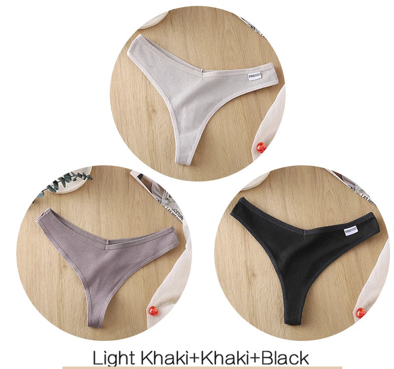 Women's Fruit Embroidery Thongs Cotton T-back Underpants G-string V Waist Underwear Bikini Lingerie