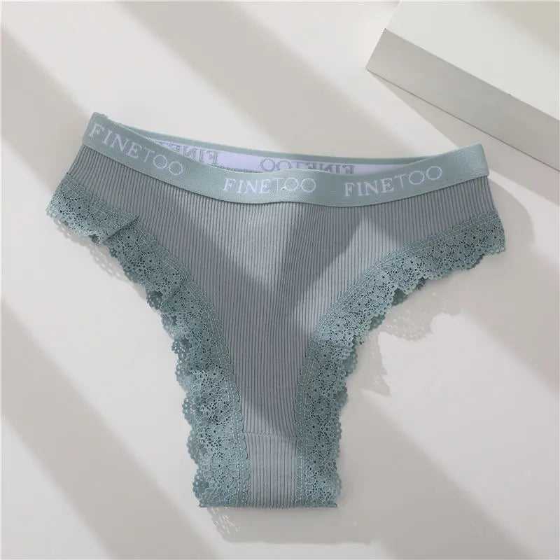 Women's Cotton Lace Low Waist Underwear Thongs G-String Lingerie