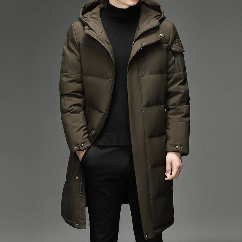 Men's Hooded Long Winter Coat Thick Warm Down Parka Jacket