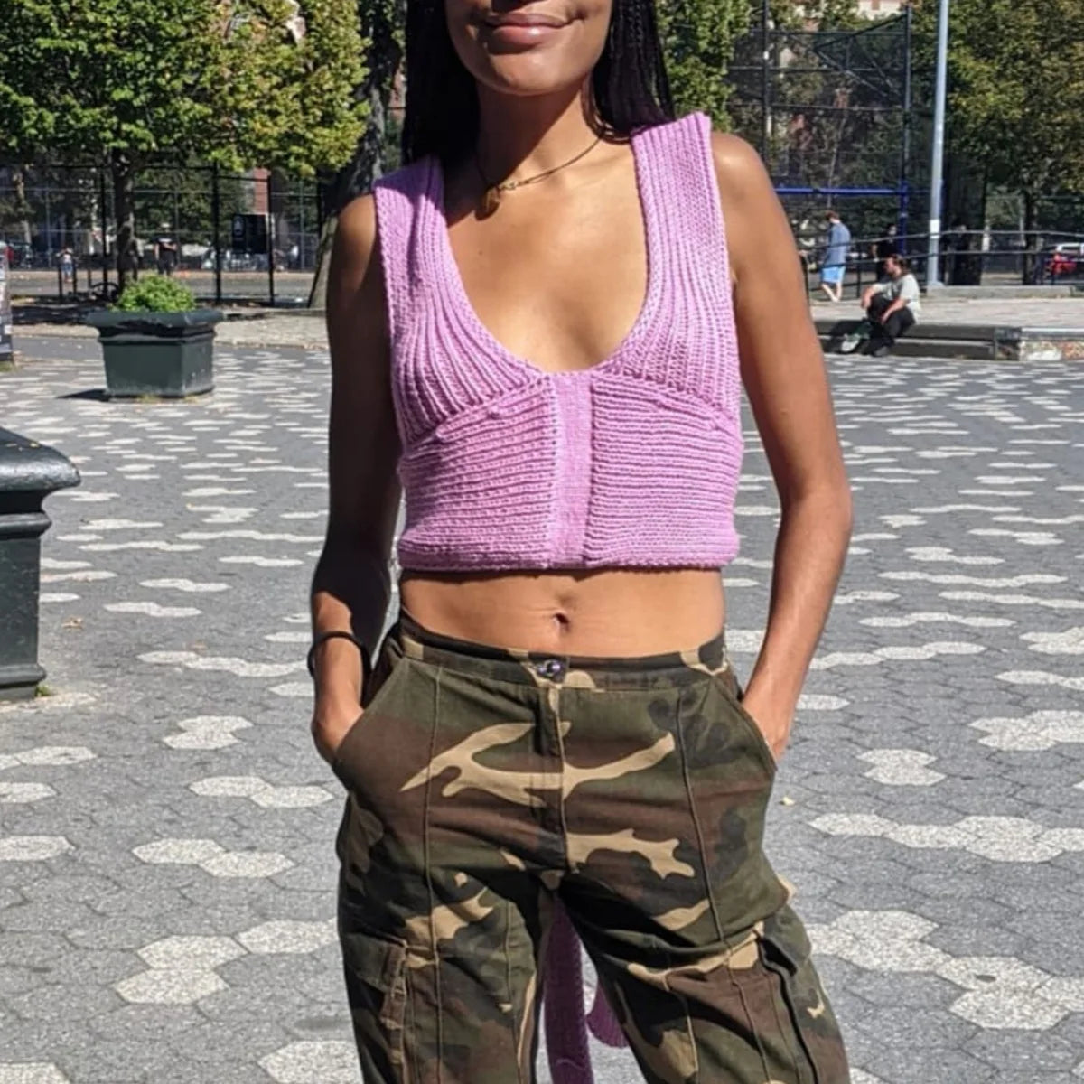 Women's Fall Winter Knitted Crop Top Sleeveless Pullover Bandage Sweater