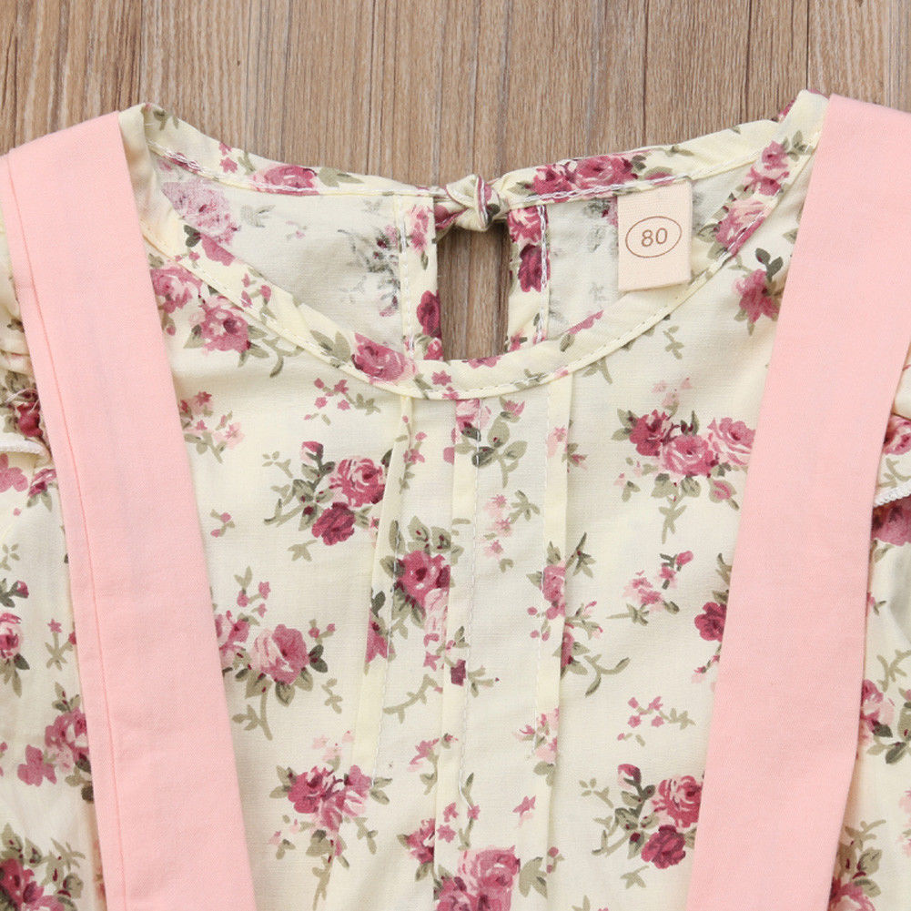 Girl's Floral Top and Jumpsuit 2PCS outfit Set