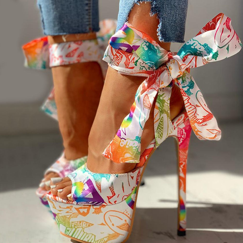 Women's Platform Ankle-wrap High Heels