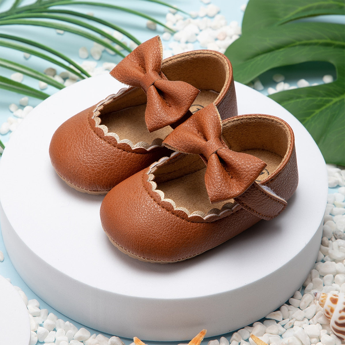 Baby, Toddler Bowknot Non-slip Rubber Soft-Sole Flat PU Shoes