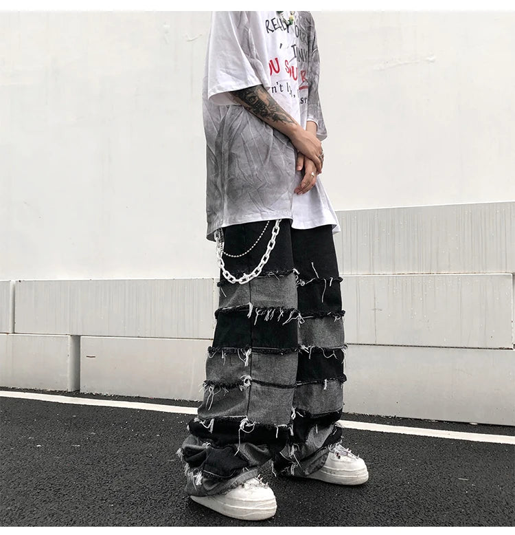 Men's Tassel Baggy Pendant Wide Leg Jeans