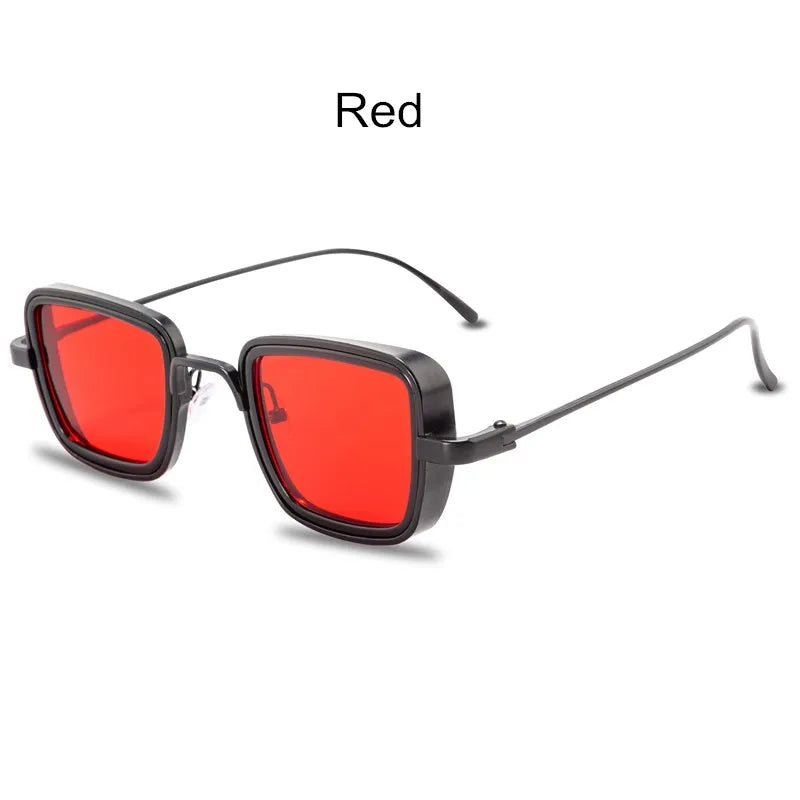 Vintage Steampunk Square Metal Frame Sunglasses - UV400 Protection