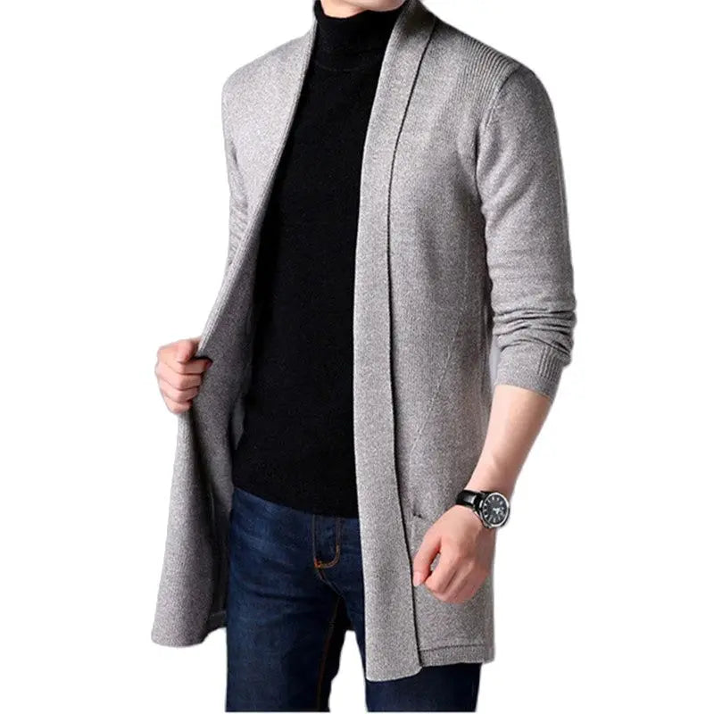 Men's Thin Knitted Cardigan Sweater Spring Autumn Bottoming Long Sleeved Slim Fit Cardigan Sweater