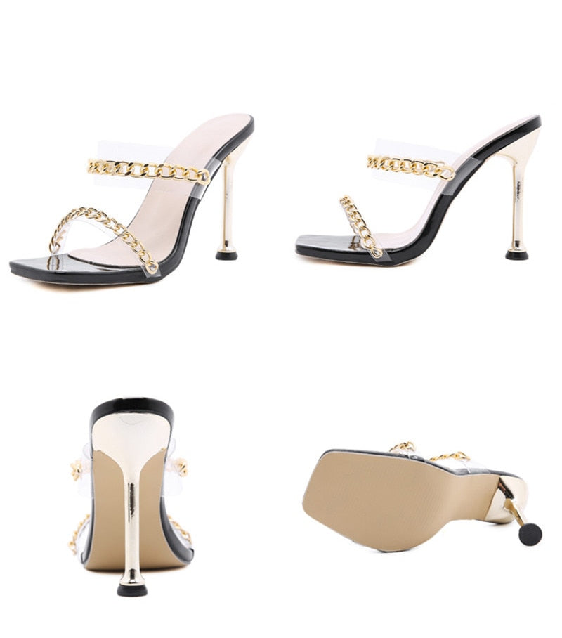Women's PVC Transparent Square Toe High Heels