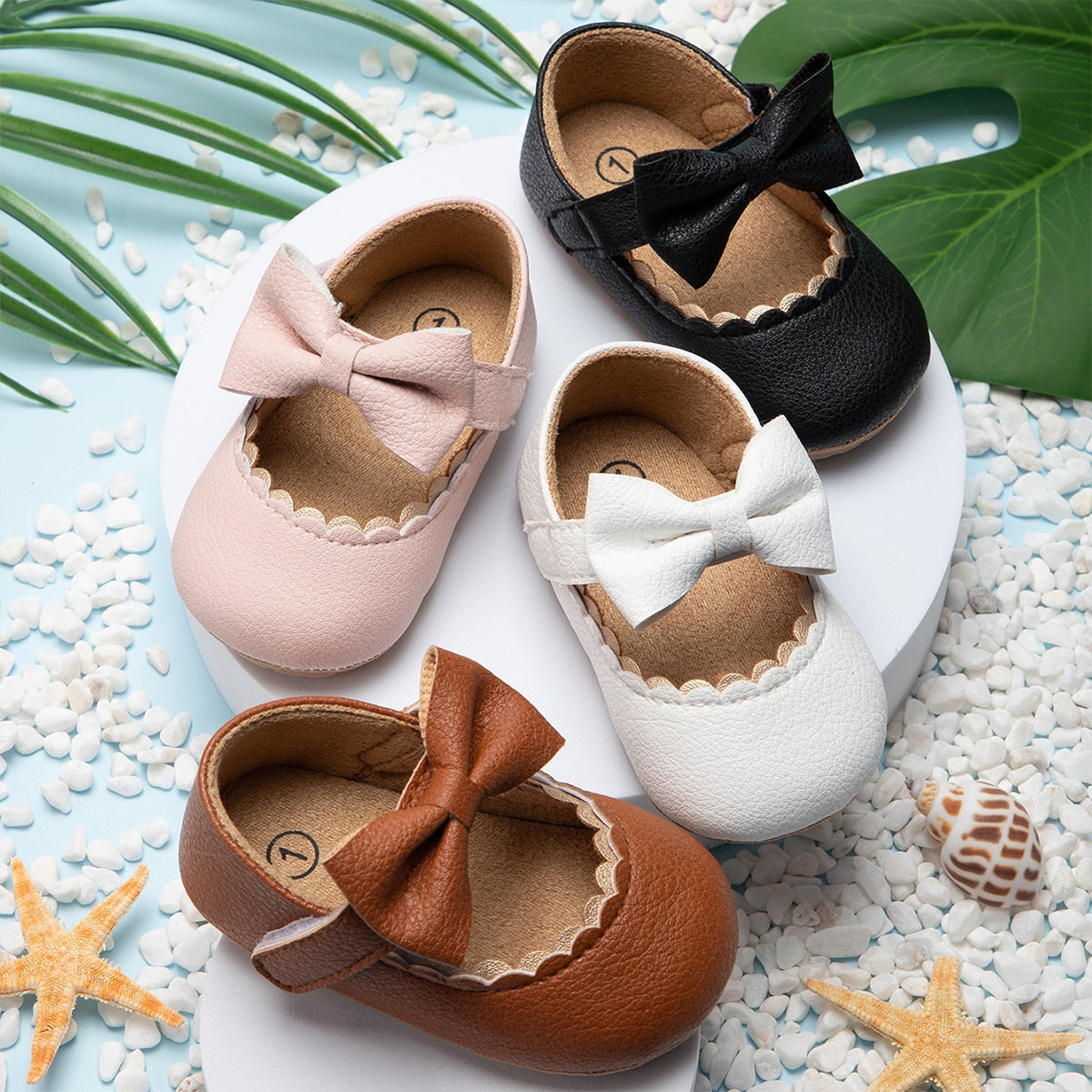 Baby, Toddler Bowknot Non-slip Rubber Soft-Sole Flat PU Shoes
