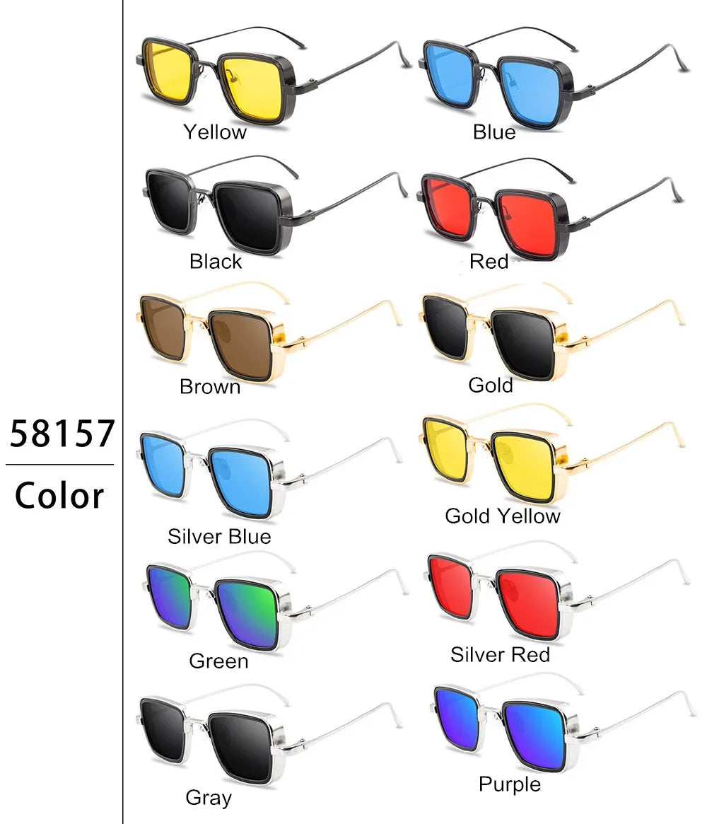 Vintage Steampunk Square Metal Frame Sunglasses - UV400 Protection