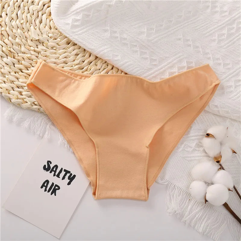 4PCS/Set Women's Cotton Briefs Low Waist Underpants Elasticity Comfortable Underwear Panties Lingerie