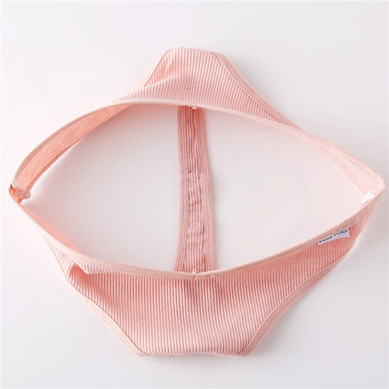 Women's Fruit Embroidery Thongs Cotton T-back Underpants G-string V Waist Underwear Bikini Lingerie