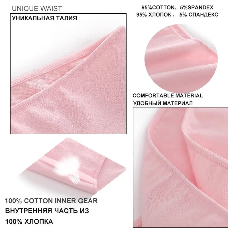 4PCS/Set Women's Cotton Briefs Low Waist Underpants Elasticity Comfortable Underwear Panties Lingerie