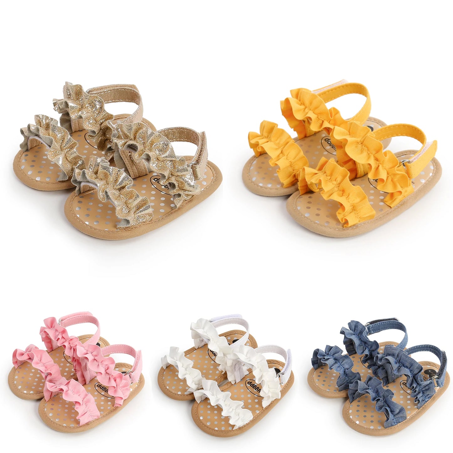 Baby Girls Summer Sandals Shoes Anti-Slip Soft Sole Ruffle Flat Shoes