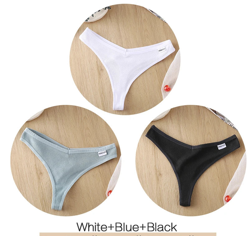 Women's Fruit Embroidery Thongs Cotton T-back Underpants G-string V Waist Underwear Bikini Lingerie