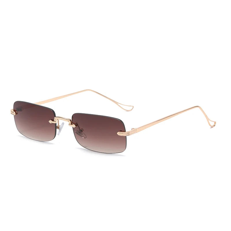 Small Rimless Square Sunglasses - UV400 Protection Metal Frame