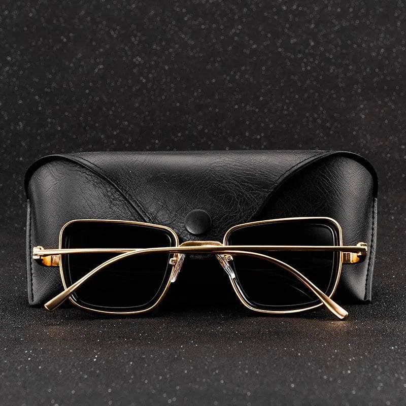Vintage Steampunk Square Metal Frame Sunglasses - UV400 Protection