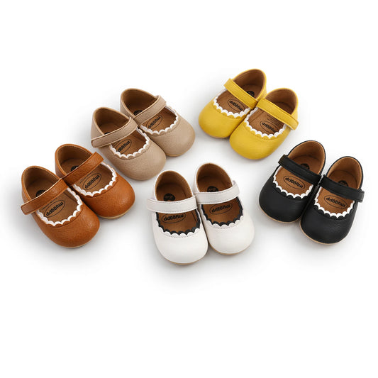 Newborn Baby Princess Shoes - Soft Prewalker Shoes with Hook & Loop (0-18M)