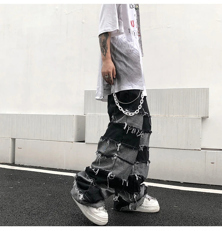 Men's Tassel Baggy Pendant Wide Leg Jeans