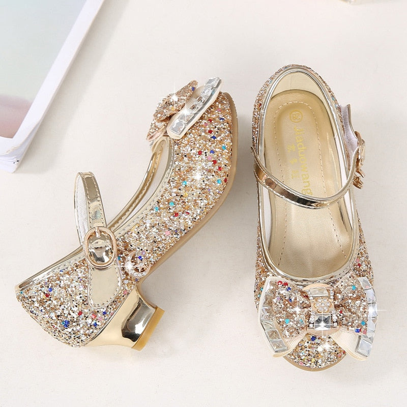 Girls Flower Glitter Butterfly Knot Shoes