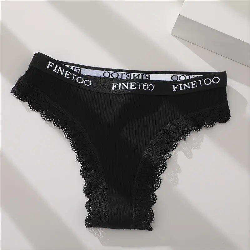 Women's Cotton Lace Low Waist Underwear Thongs G-String Lingerie