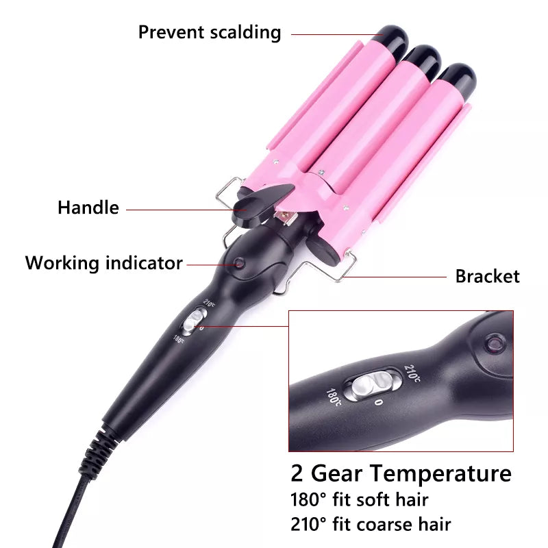 Iron Ceramic Triple Barrel Hair Curler