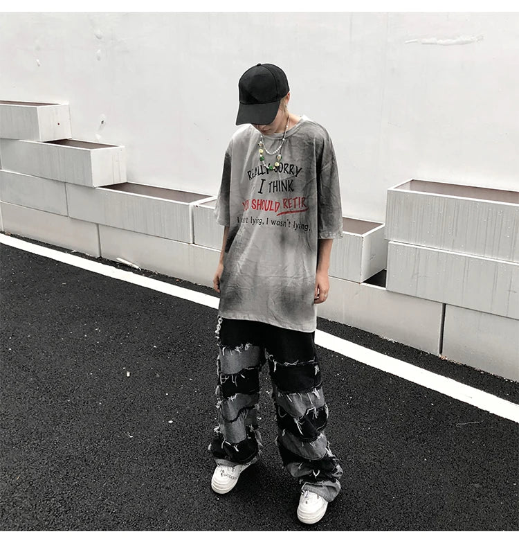 Men's Tassel Baggy Pendant Wide Leg Jeans