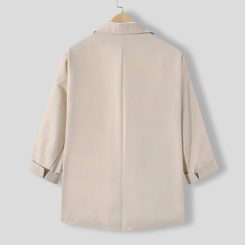 Men's Lapel 3/4 Sleeve One Button Blazer S-5XL