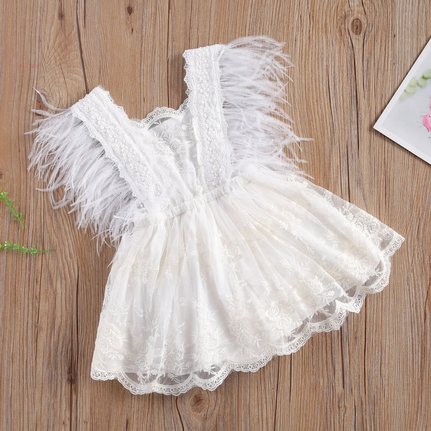 0-24M Princess New born Baby Girls Rompers Lace Flowers Feather Sleeve Jumpsuits