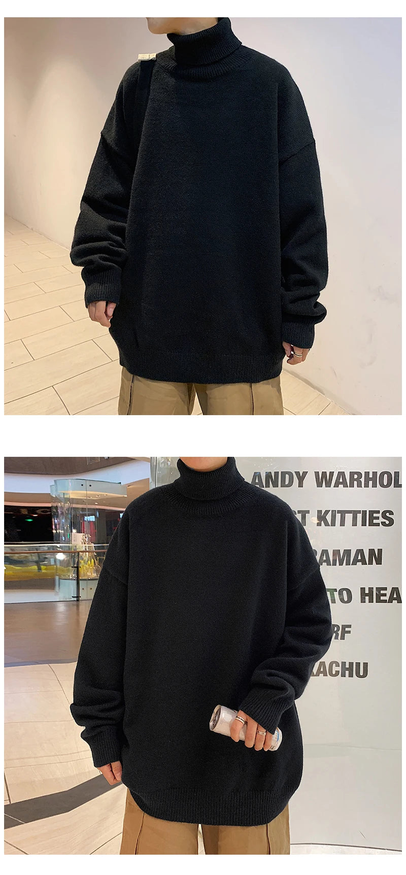 Men's Pullover Knitted Warm Turtleneck Sweater