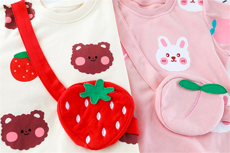 Girl's Cartoon Rabbit Long Sleeve T Shirt and Pants 2PCS Outfit Set