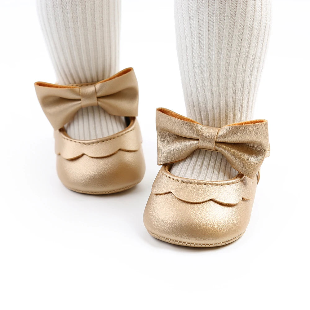 Newborn Baby Girls Boys Crib Shoes 0-18M - Bowknot Soft Sole Shoes
