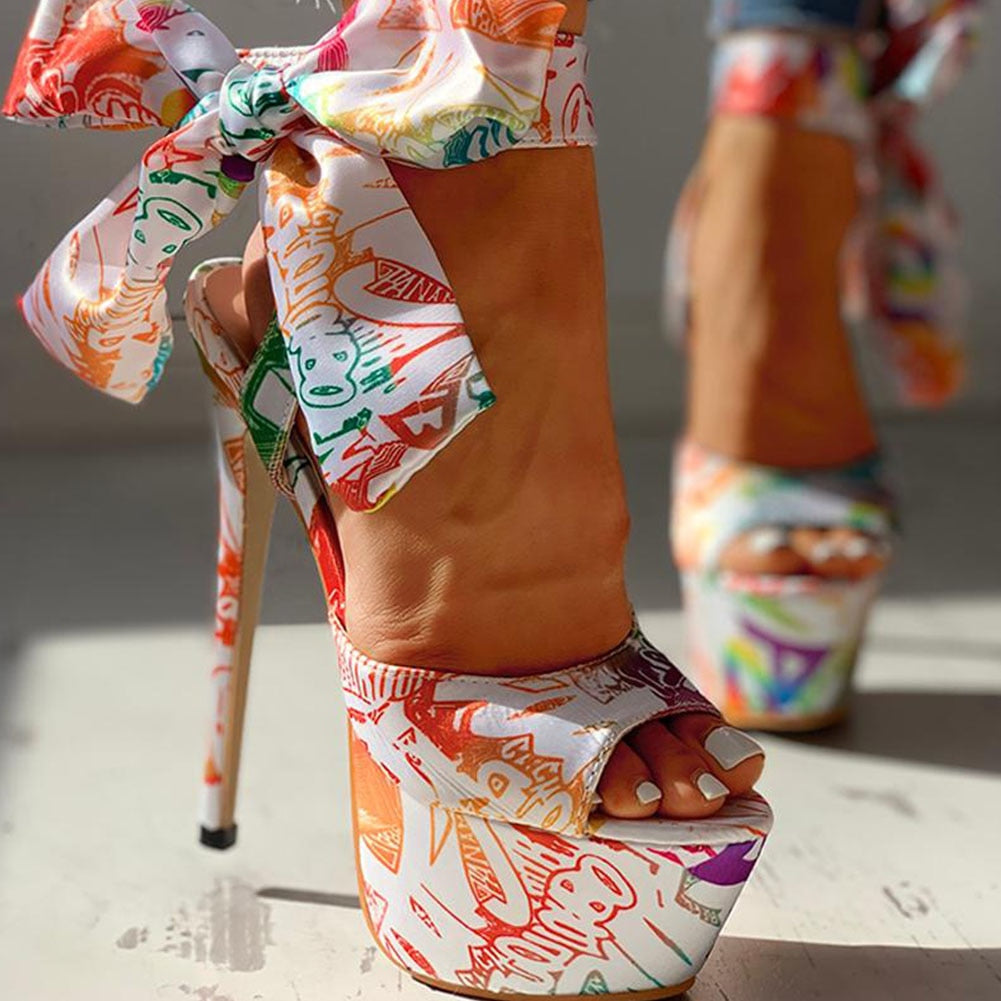 Women's Platform Ankle-wrap High Heels