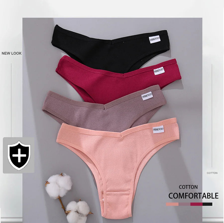 Women's Cotton Underwear Set - 5 Pack Brazilian Low-Rise T-Back Panties