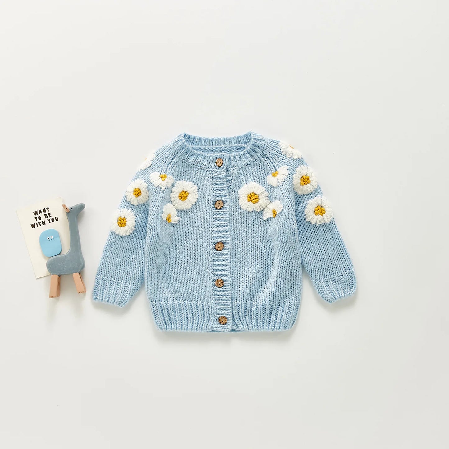 0-24M Baby Girls Sweater Cardigan - Long Sleeve Single Breasted Flowers Knit Jacket