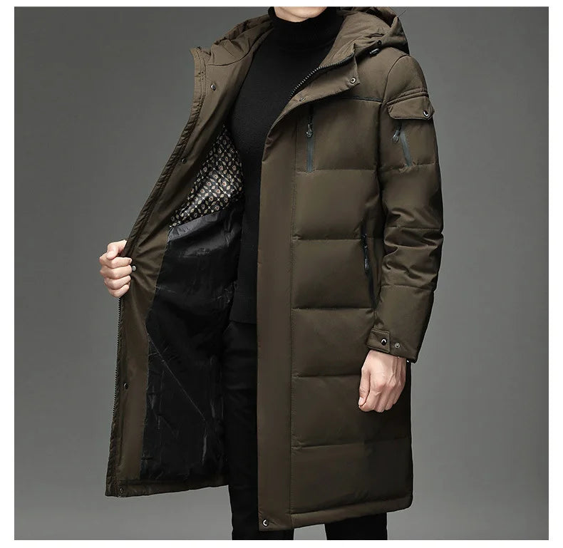 Men's Hooded Long Winter Coat Thick Warm Down Parka Jacket