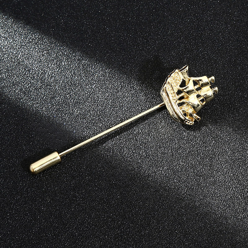 Vintage Metal Leaf Flower Brooch - Gold Tone Lapel Pin for Women & Men