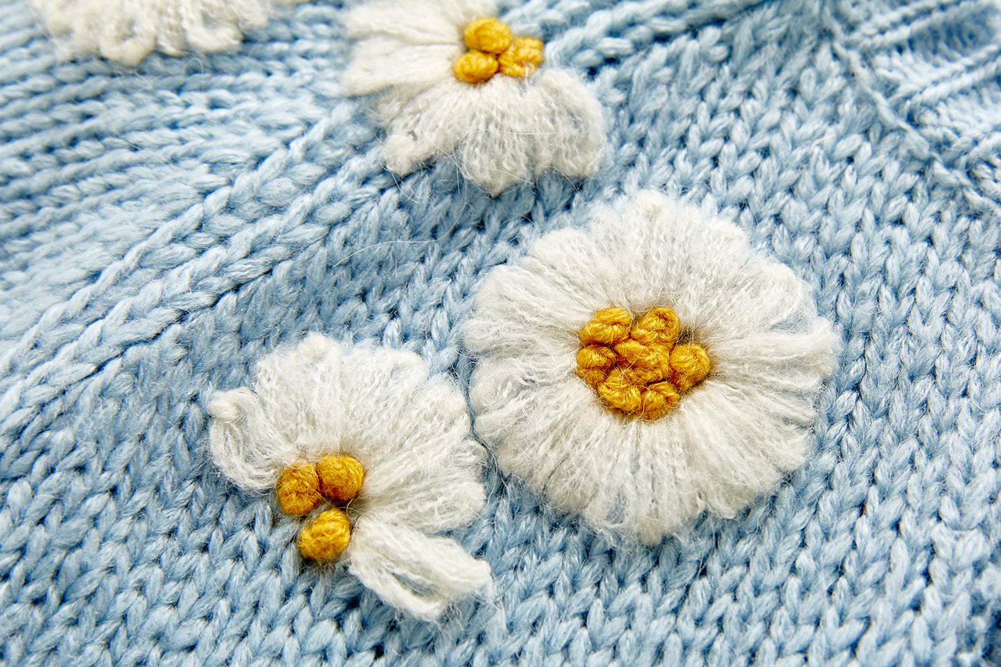0-24M Baby Girls Sweater Cardigan - Long Sleeve Single Breasted Flowers Knit Jacket