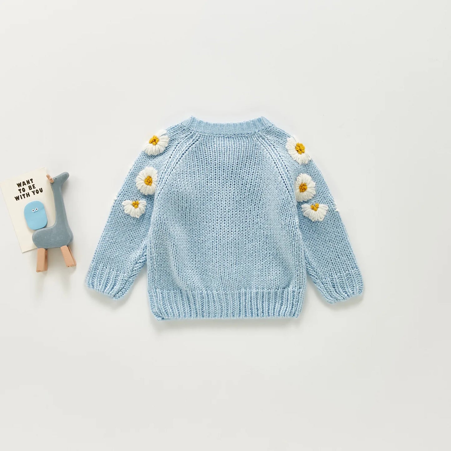 0-24M Baby Girls Sweater Cardigan - Long Sleeve Single Breasted Flowers Knit Jacket